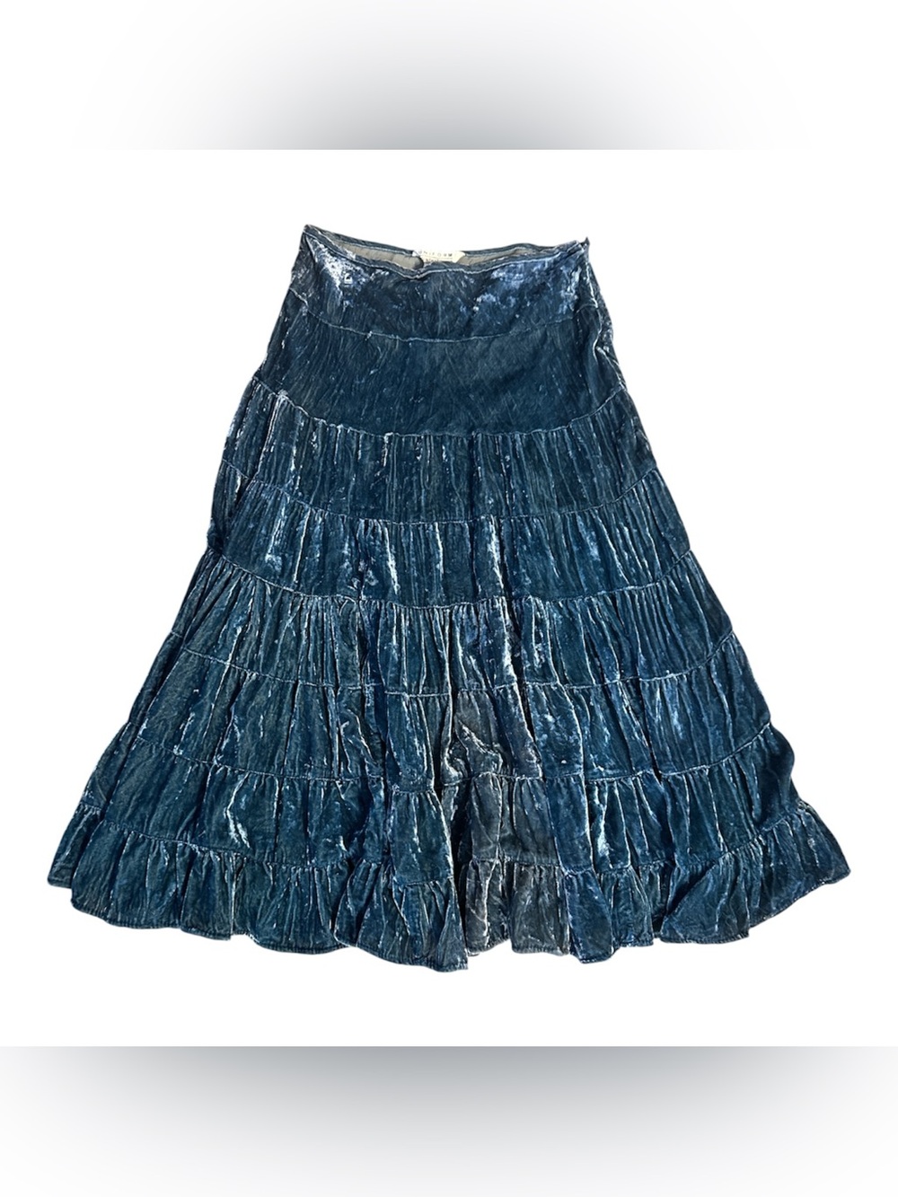 Uniform John Paul Richard Crushed Velvet Tiered Gypsy Festival Style Maxi Skirt